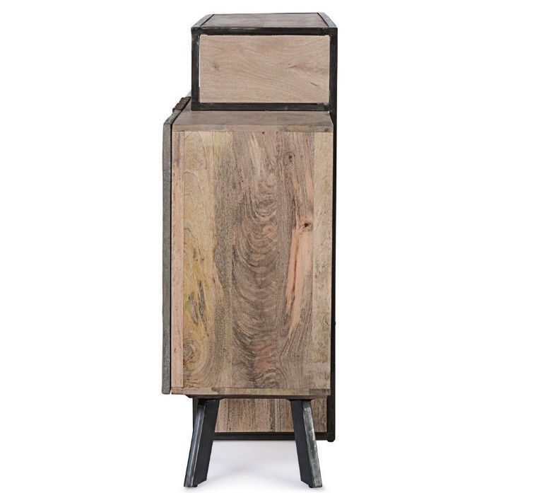 Buffet industriel 3 portes bois de manguier recyclé et acier noir Kramer 175 cm - Photo n°8