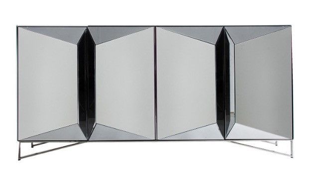 Buffet design 4 portes miroir argenté Kares 180 cm - Photo n°1
