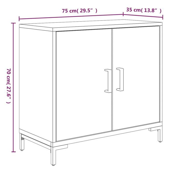 Buffet Marron 75x35x70 cm Bois de pin massif - Photo n°6