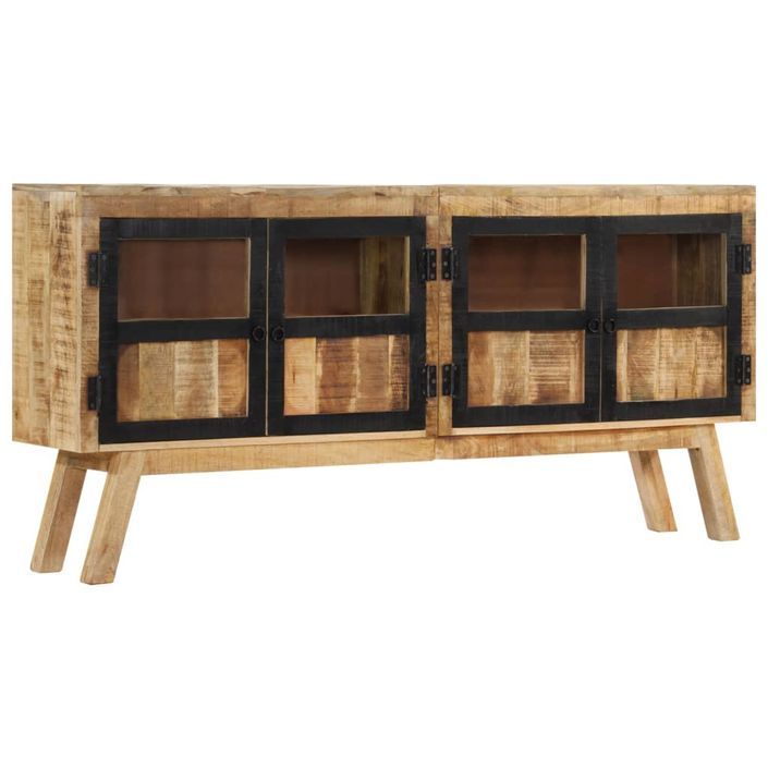 Buffet marron et noir 160x30x76 cm bois massif de manguier - Photo n°1