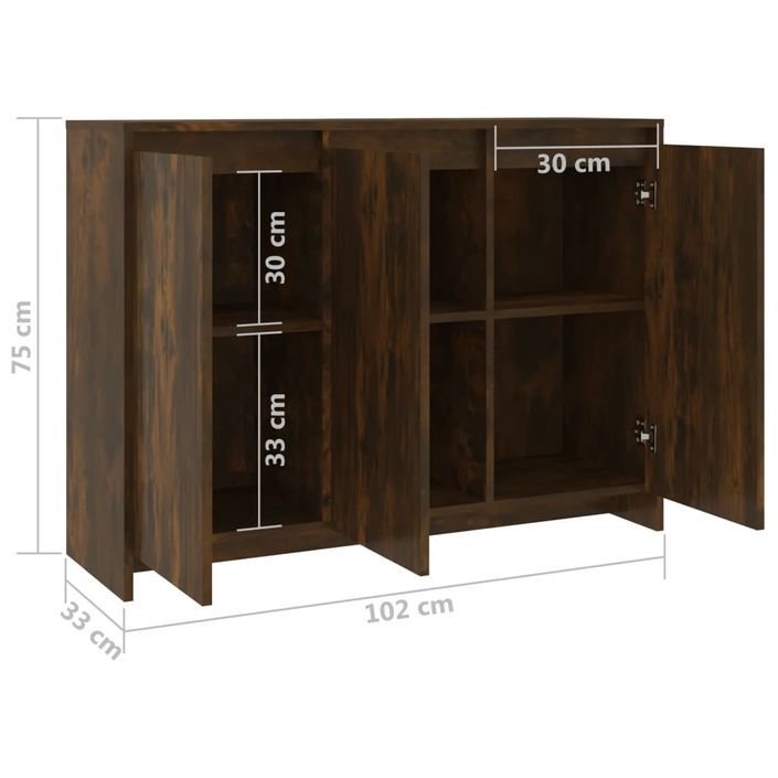 Buffet moderne 3 portes Kaola 102 cm – Finition mate ou brillante - Photo n°6