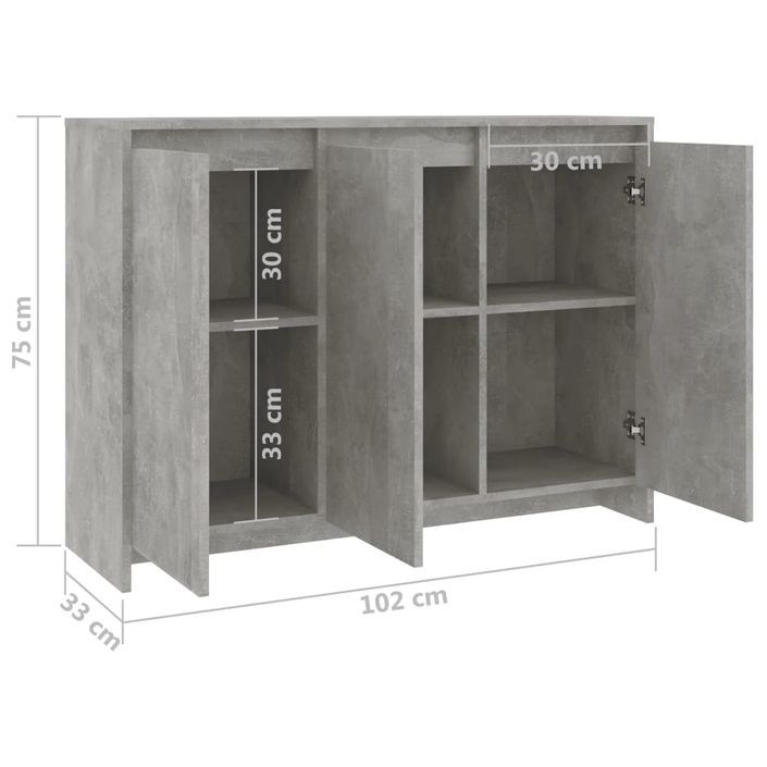 Buffet moderne 3 portes Kaola 102 cm – Finition mate ou brillante - Photo n°10