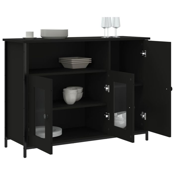 Buffet noir 100x35x75 cm bois d'ingénierie - Photo n°4