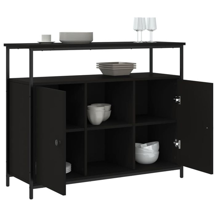 Buffet noir 100x35x80 cm bois d'ingénierie - Photo n°4