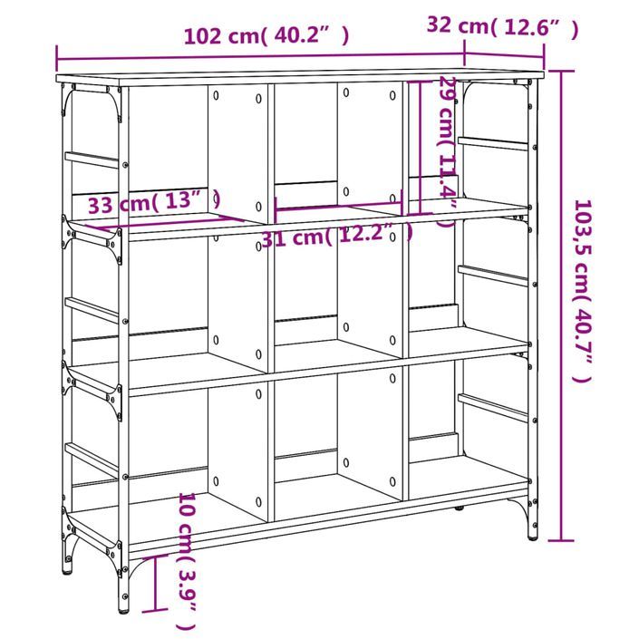 Buffet noir 102x32x103,5 cm bois d'ingénierie - Photo n°9