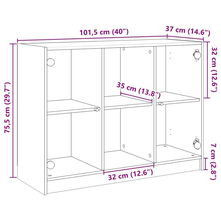 Buffet noir 102x37x75,5 cm bois d'ingénierie - Photo n°11