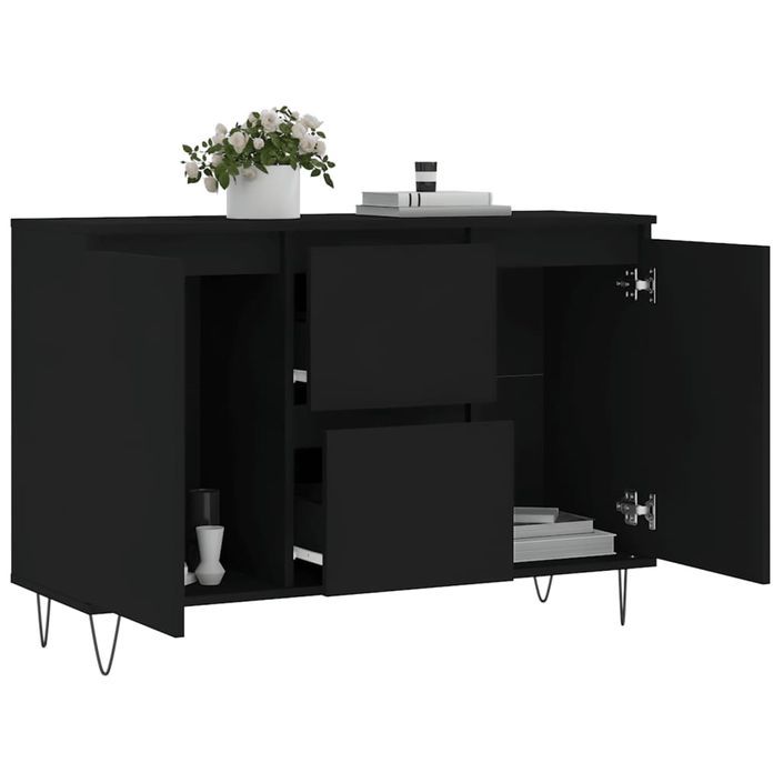 Buffet noir 104x35x70 cm bois d’ingénierie - Photo n°4