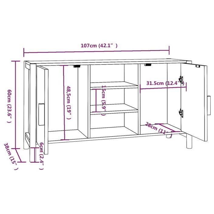 Buffet Noir 107x38x60 cm Bois d'ingénierie - Photo n°8