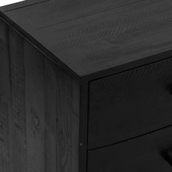 Buffet Noir 110x35x70 cm Bois de pin massif - Photo n°6