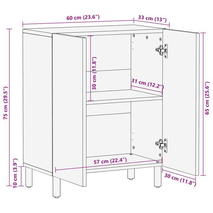 Buffet noir 60x33x75 cm bois d'ingénierie - Photo n°11