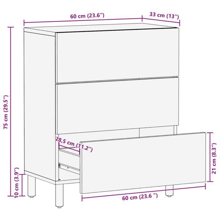 Buffet noir 60x33x75 cm bois d'ingénierie - Photo n°11