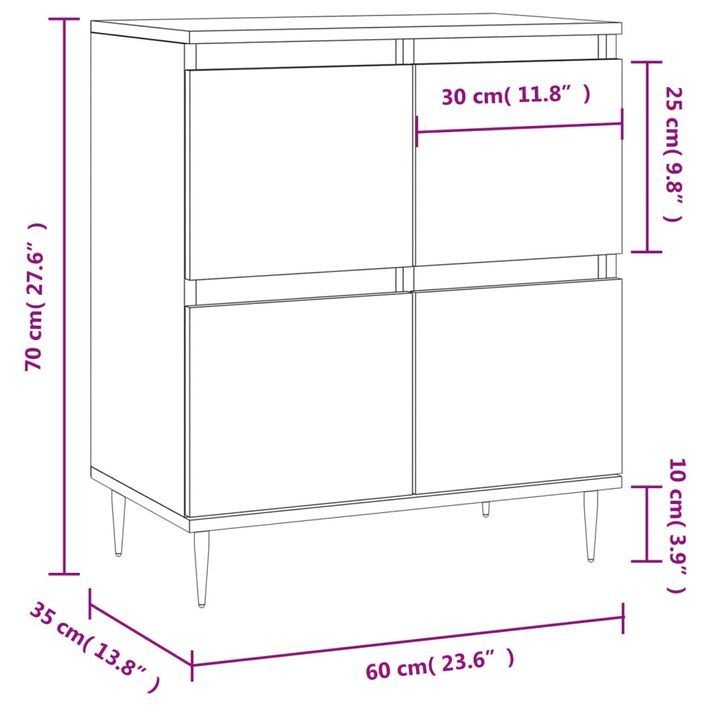 Buffet Noir 60x35x70 cm Bois d'ingénierie - Photo n°11