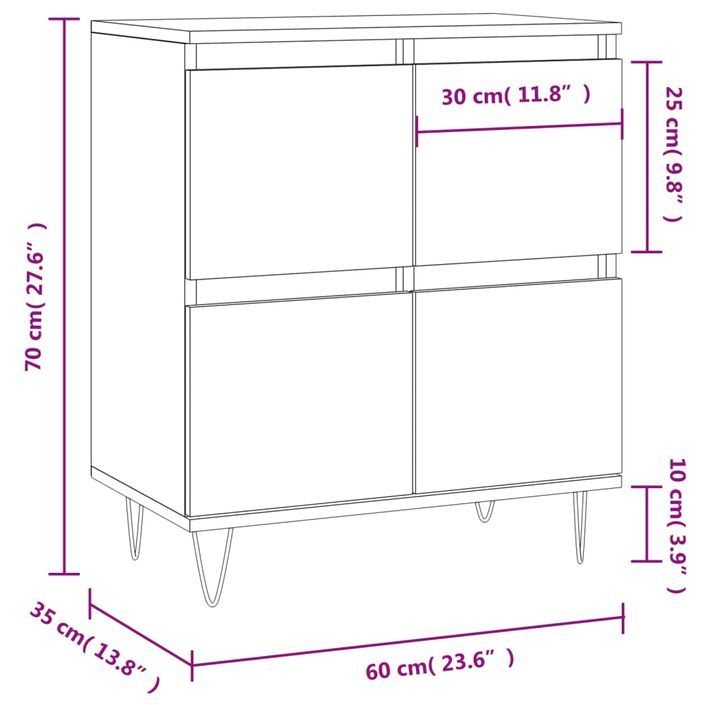 Buffet Noir 60x35x70 cm Bois d'ingénierie - Photo n°11