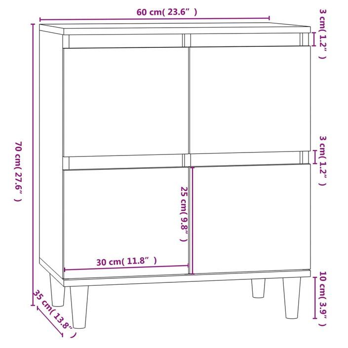 Buffet Noir 60x35x70 cm Bois d'ingénierie - Photo n°10