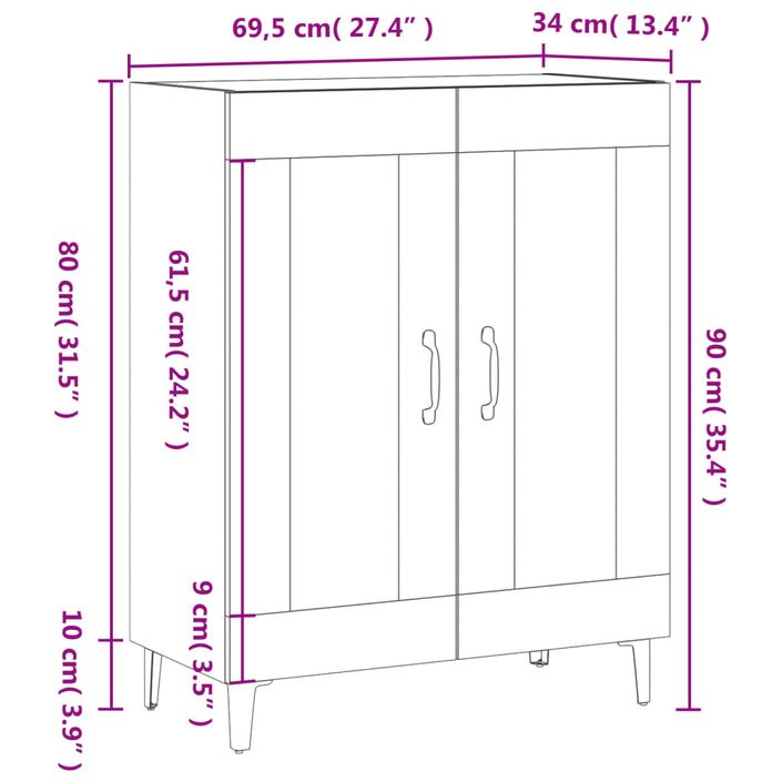 Buffet noir 69,5x34x90 cm bois d'ingénierie - Photo n°12