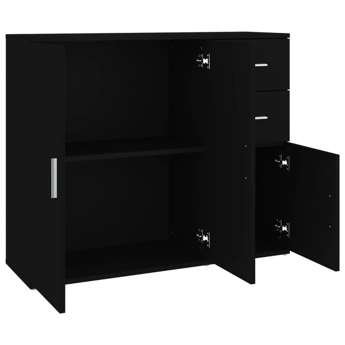 Buffet Noir 91x29,5x75 cm Bois d'ingénierie - Photo n°8