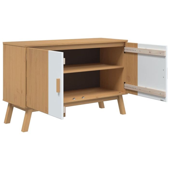 Buffet OLDEN blanc et marron 114x43x73,5 cm bois massif de pin - Photo n°7