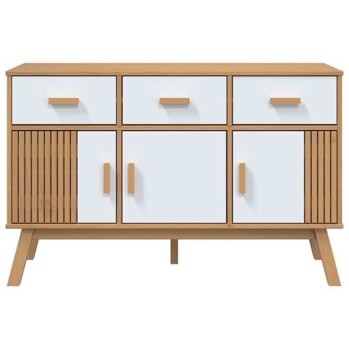 Buffet OLDEN blanc et marron 114x43x73,5 cm bois massif de pin - Photo n°8