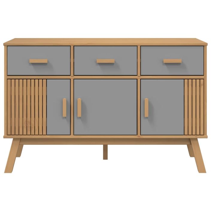 Buffet OLDEN gris et marron 114x43x73,5 cm bois massif de pin - Photo n°8