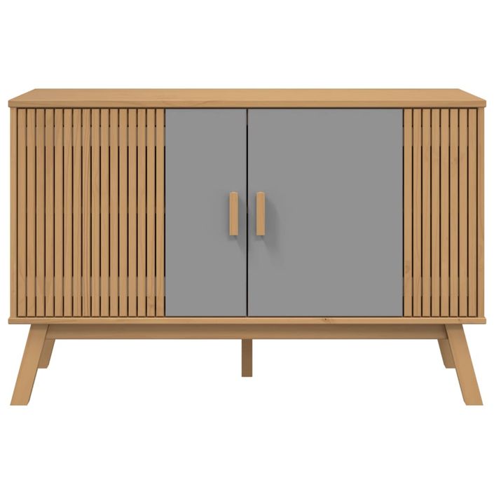 Buffet OLDEN gris et marron 114x43x73,5 cm bois massif de pin - Photo n°8