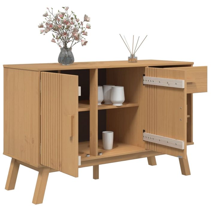 Buffet OLDEN marron 114x43x73,5 cm bois massif de pin - Photo n°6