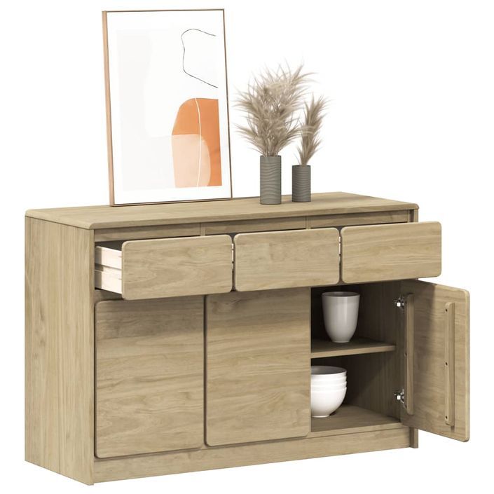 Buffet SAUDA chêne 114x43x75,5 cm bois massif de pin - Photo n°1