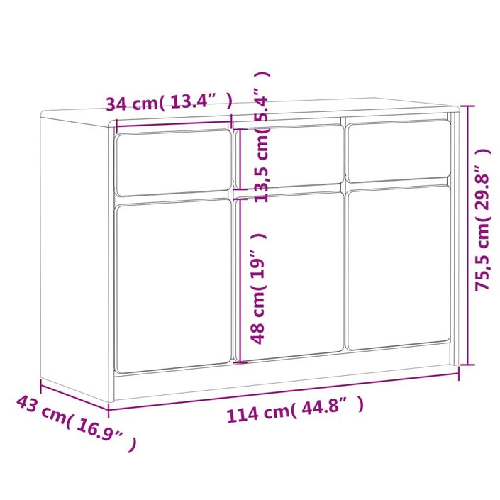 Buffet SAUDA chêne 114x43x75,5 cm bois massif de pin - Photo n°8