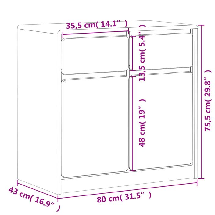 Buffet SAUDA chêne 80x43x75,5 cm bois massif de pin - Photo n°8