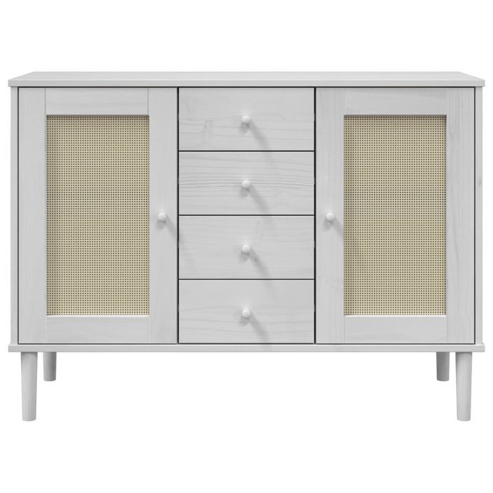 Buffet SENJA aspect rotin blanc 112x40x80cm bois massif de pin - Photo n°5