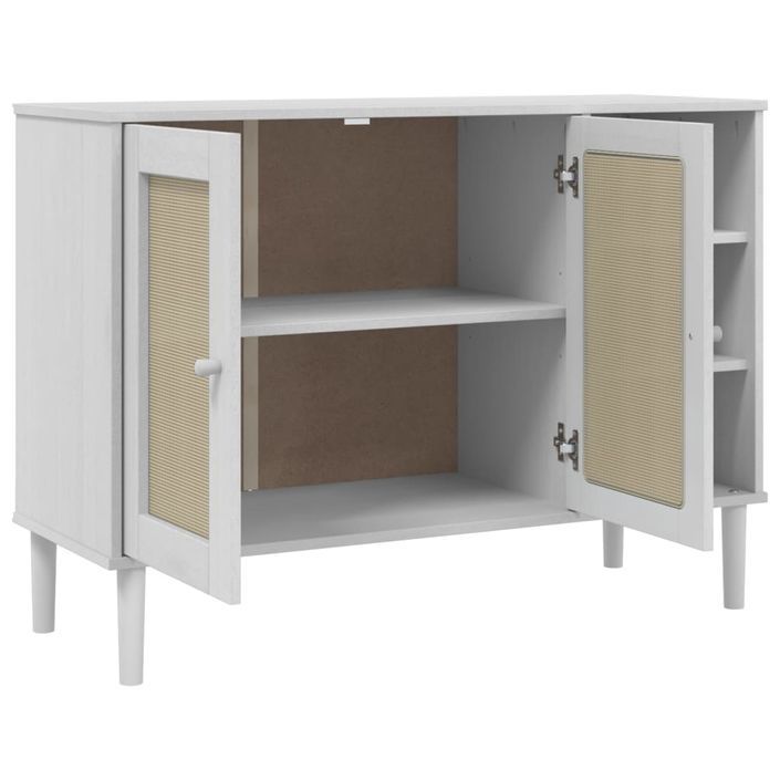 Buffet SENJA aspect rotin blanc 112x40x80cm bois massif de pin - Photo n°6