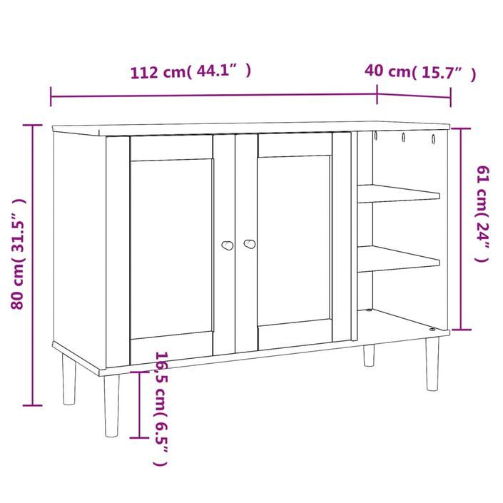 Buffet SENJA aspect rotin blanc 112x40x80cm bois massif de pin - Photo n°10