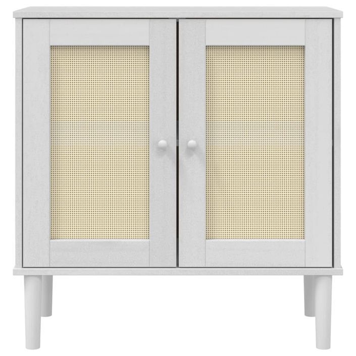 Buffet SENJA aspect rotin blanc 80x35x80 cm bois massif de pin - Photo n°5