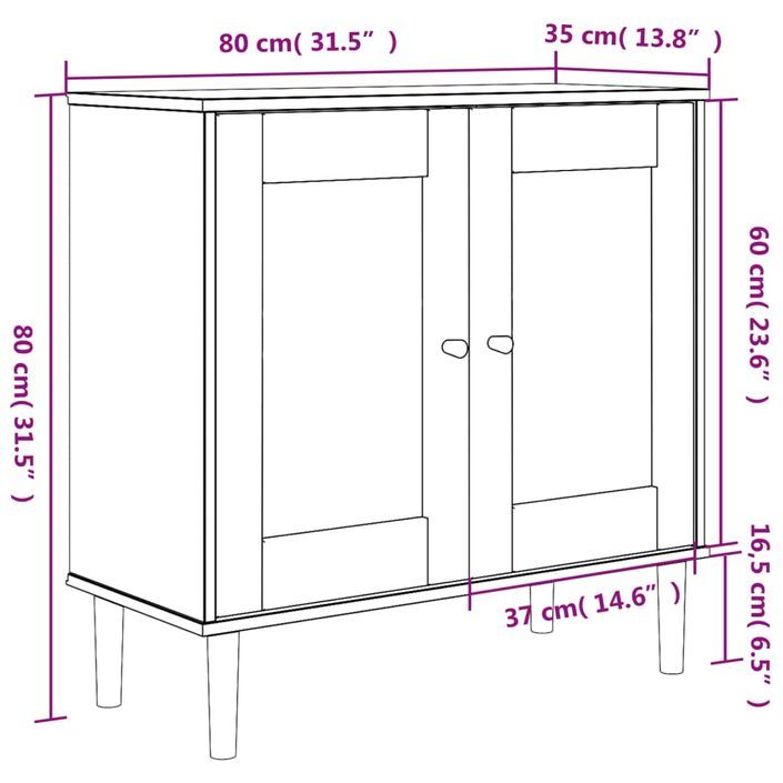 Buffet SENJA aspect rotin blanc 80x35x80 cm bois massif de pin - Photo n°10