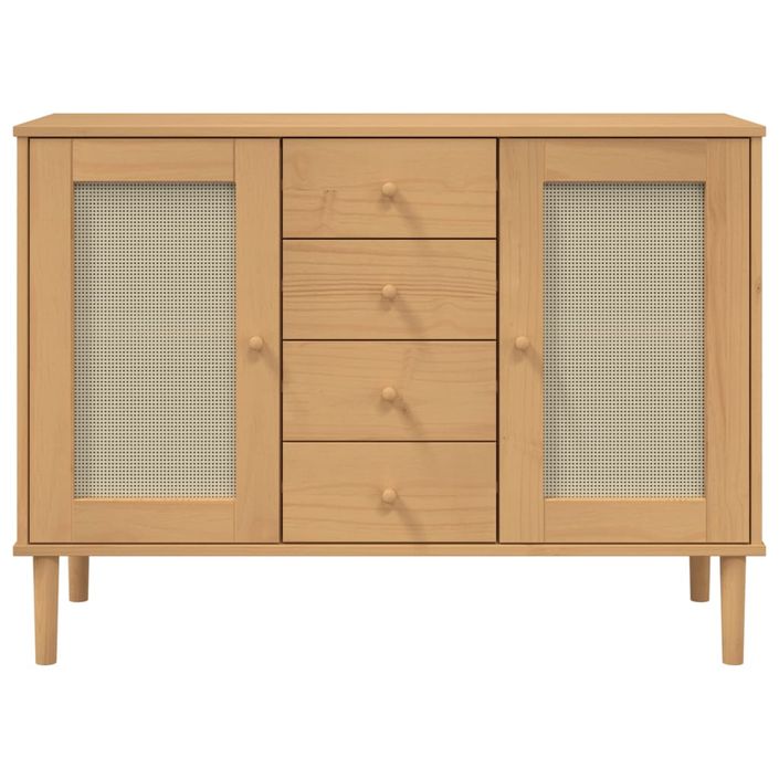 Buffet SENJA aspect rotin marron 112x40x80cm bois massif de pin - Photo n°5