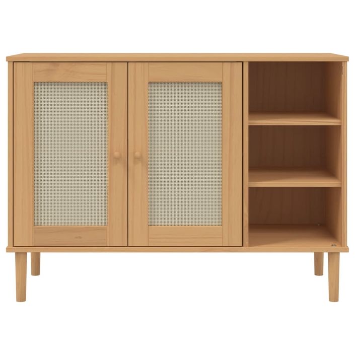 Buffet SENJA aspect rotin marron 112x40x80cm bois massif de pin - Photo n°5