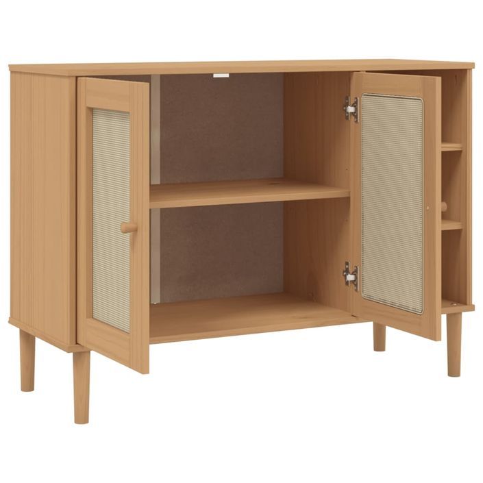 Buffet SENJA aspect rotin marron 112x40x80cm bois massif de pin - Photo n°6