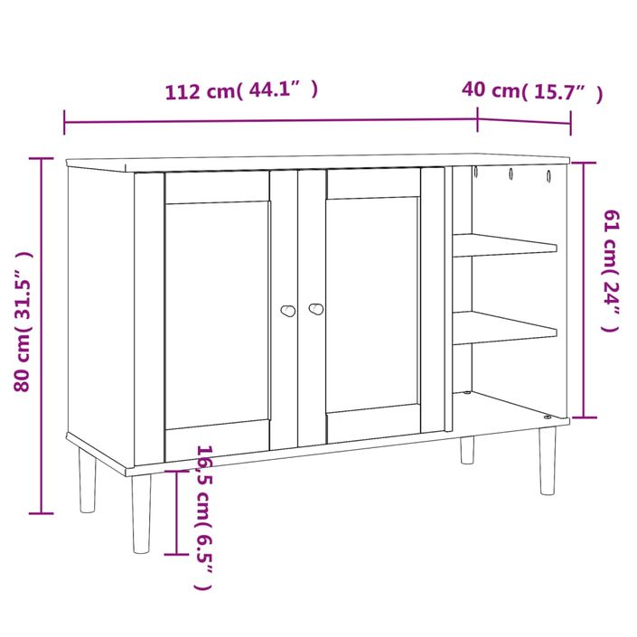 Buffet SENJA aspect rotin marron 112x40x80cm bois massif de pin - Photo n°10