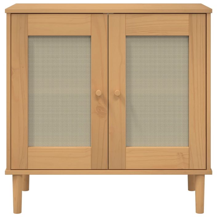 Buffet SENJA aspect rotin marron 80x35x80 cm bois massif de pin - Photo n°5