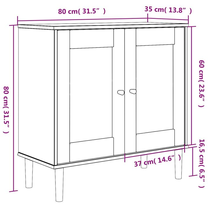 Buffet SENJA aspect rotin marron 80x35x80 cm bois massif de pin - Photo n°10