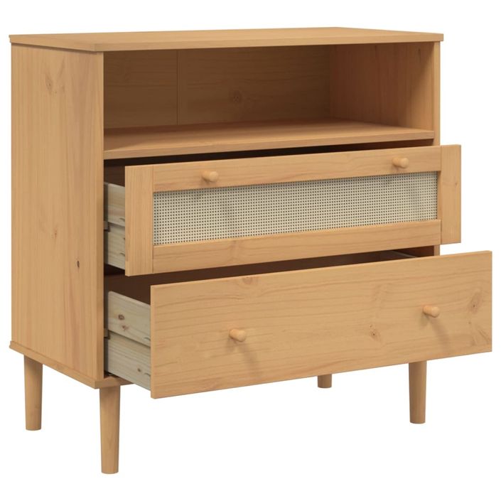 Buffet SENJA aspect rotin marron 80x40x80 cm bois massif de pin - Photo n°6