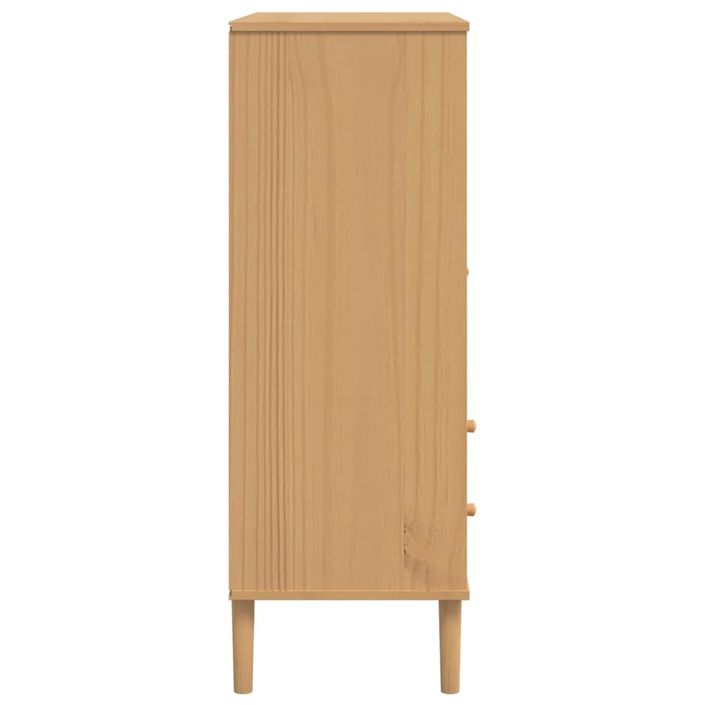 Buffet SENJA aspect rotin marron 90x40x112cm bois massif de pin - Photo n°7