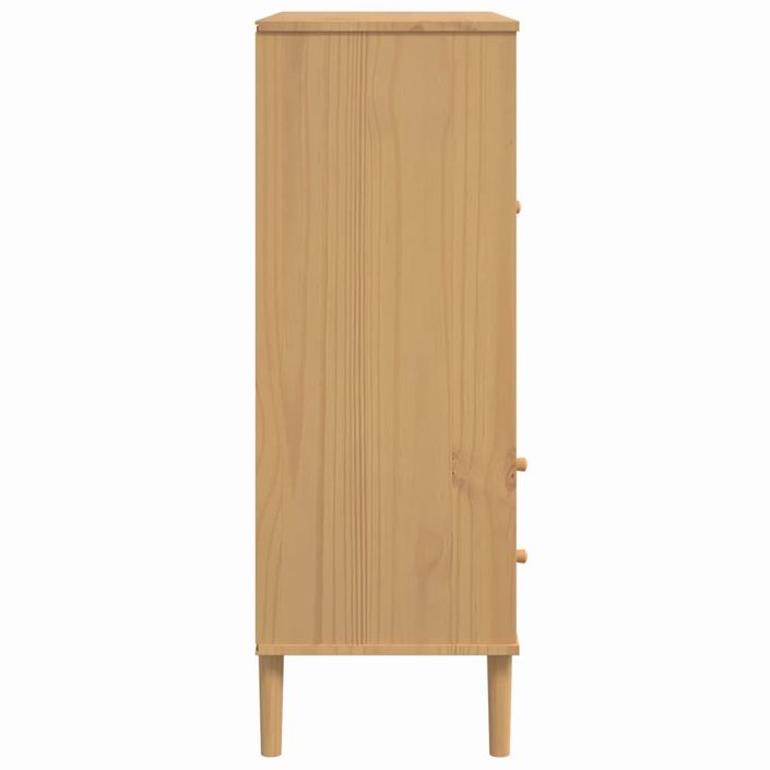 Buffet SENJA aspect rotin marron 90x40x112cm bois massif de pin - Photo n°7