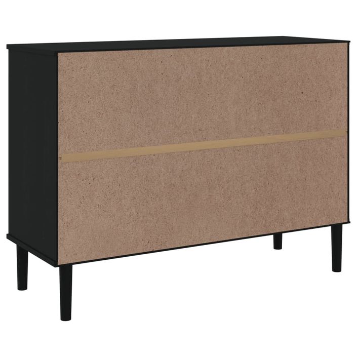 Buffet SENJA aspect rotin noir 112x40x80cm bois massif de pin - Photo n°8