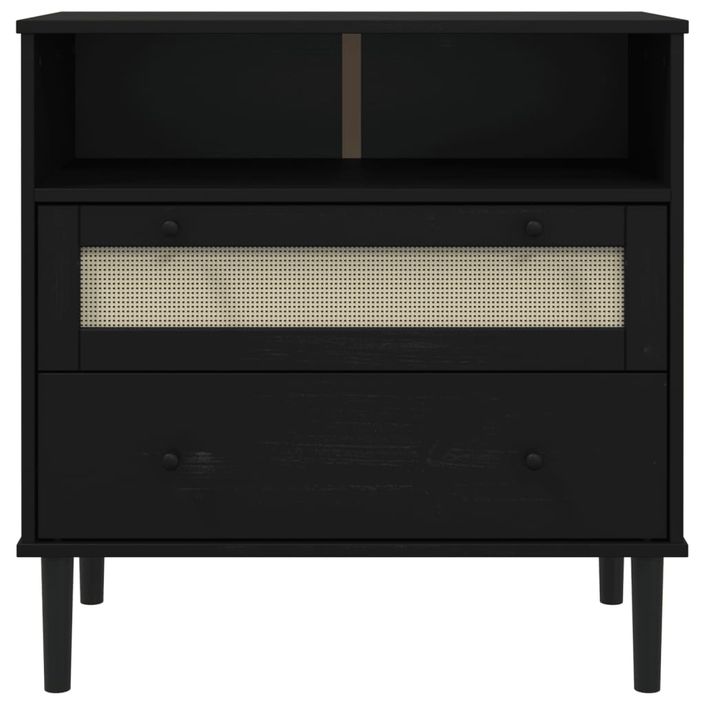 Buffet SENJA aspect rotin noir 80x40x80 cm bois massif de pin - Photo n°5