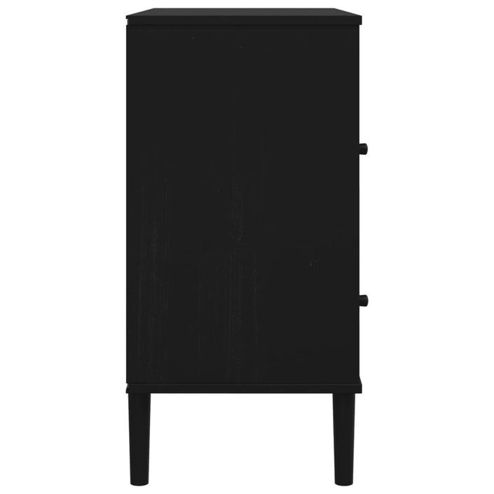 Buffet SENJA aspect rotin noir 80x40x80 cm bois massif de pin - Photo n°7