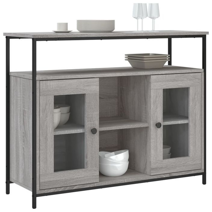 Buffet sonoma gris 100x35x80 cm bois d'ingénierie - Photo n°3