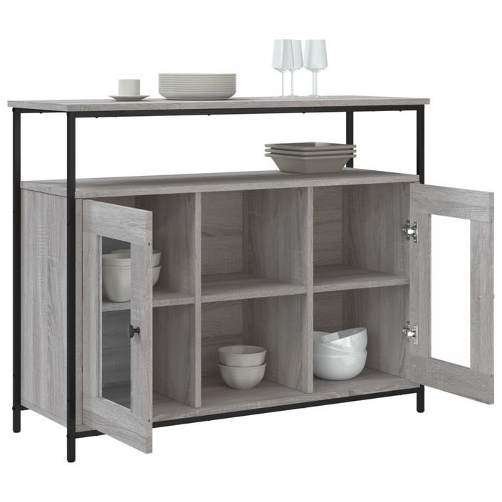 Buffet sonoma gris 100x35x80 cm bois d'ingénierie - Photo n°4