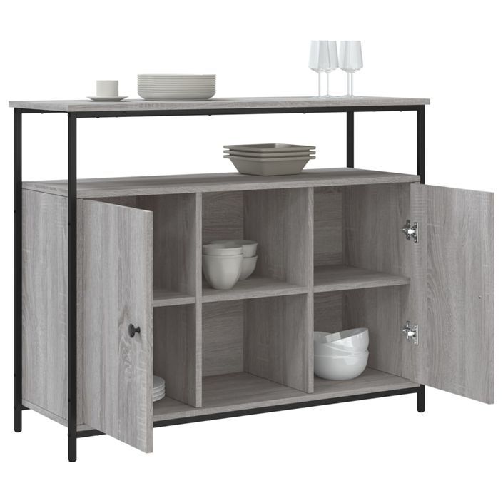 Buffet sonoma gris 100x35x80 cm bois d'ingénierie - Photo n°4