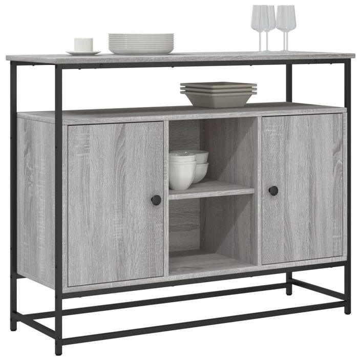 Buffet sonoma gris 100x35x80 cm bois d'ingénierie - Photo n°3