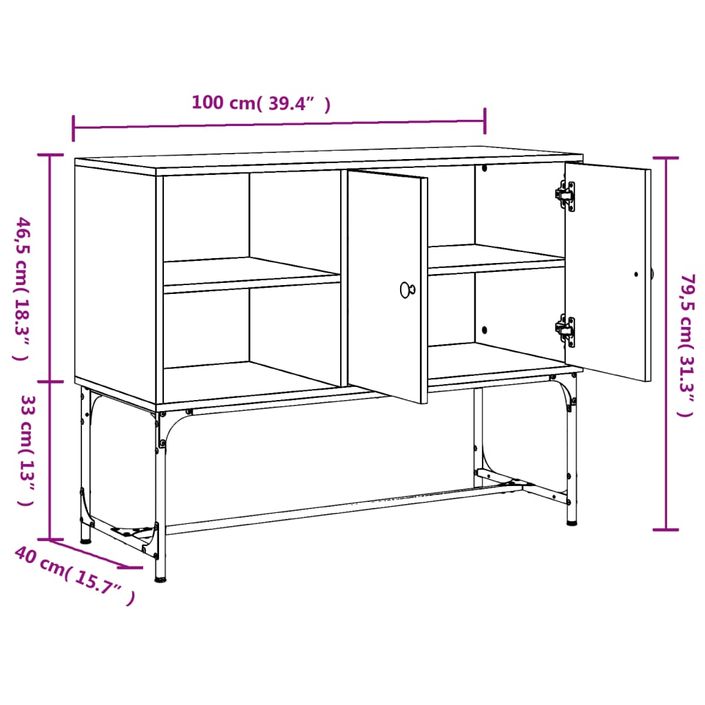 Buffet sonoma gris 100x40x79,5 cm bois d'ingénierie - Photo n°12